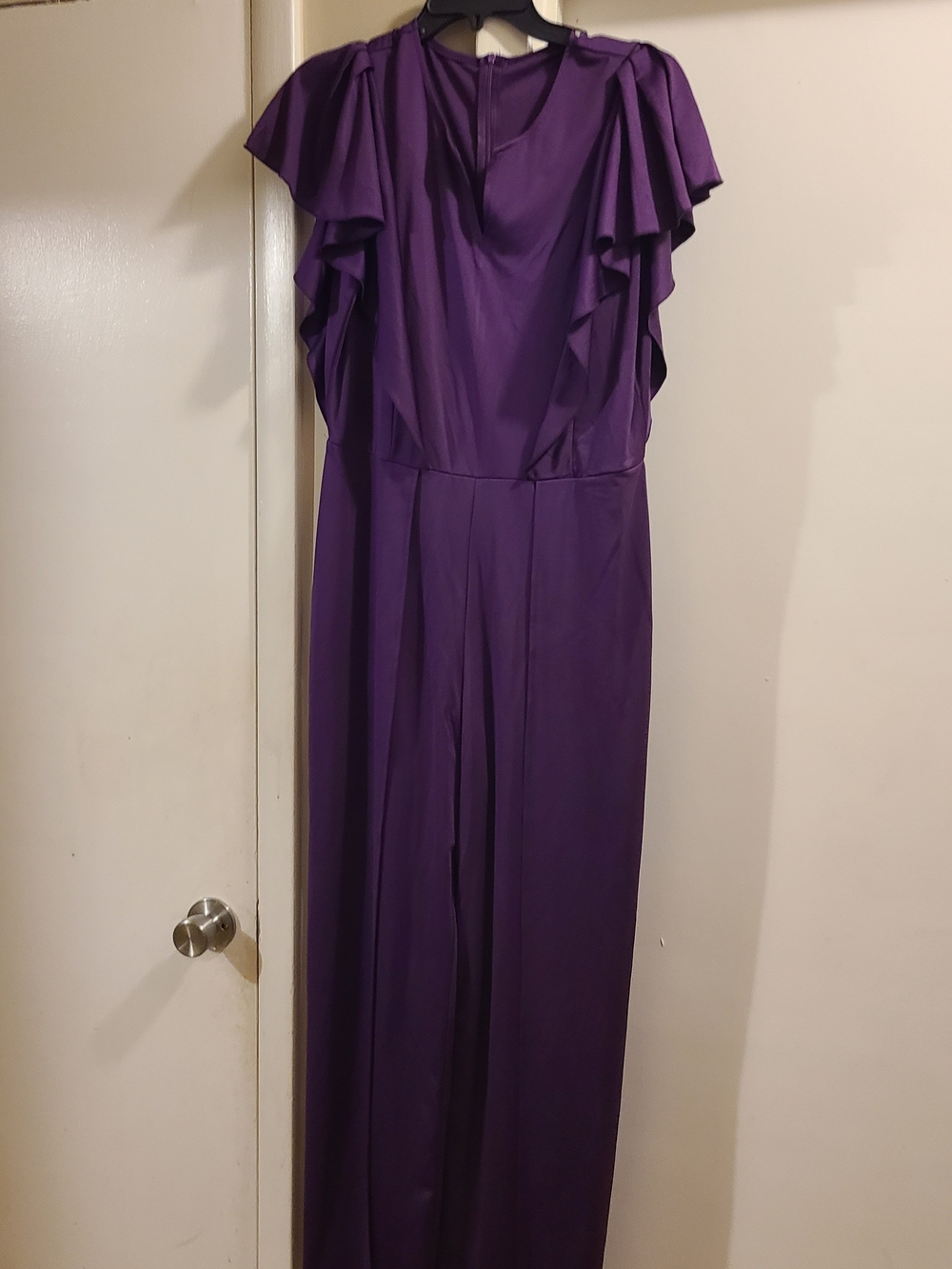 Amazon Purple Maxi Dress with Ruffle Sleeves